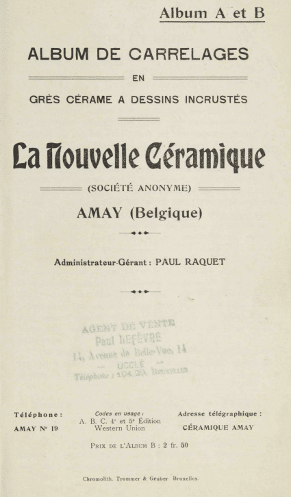 Tweede blad catalogus La Nouvelle Ceramique AMAY