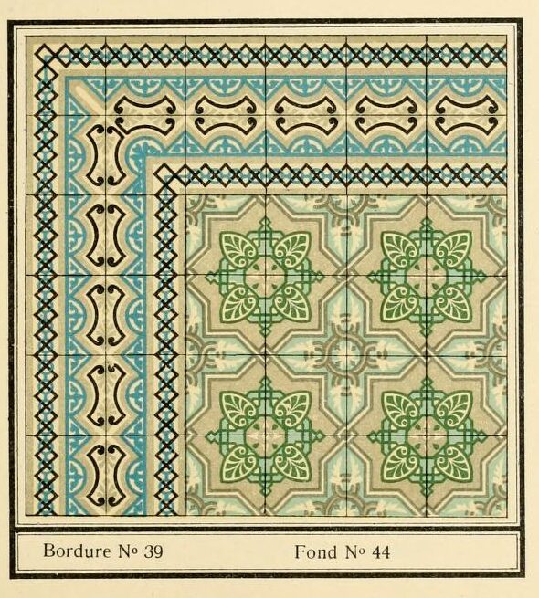 bladzijde van catalogus van antieke keramische vloertegels