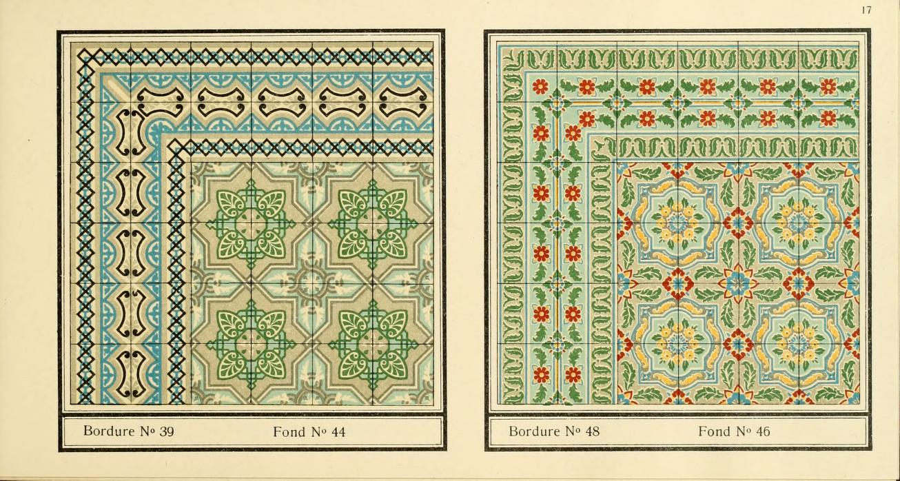 bladzijde van catalogus van antieke keramische vloertegels