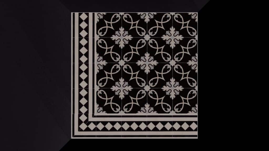 Portugese tegel CURLZ BLACK met BORDER 21
