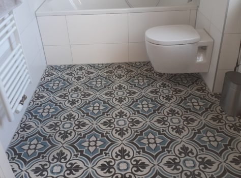 Portugese cementtegels badkamer Flowerz 4 Blue version 20x20