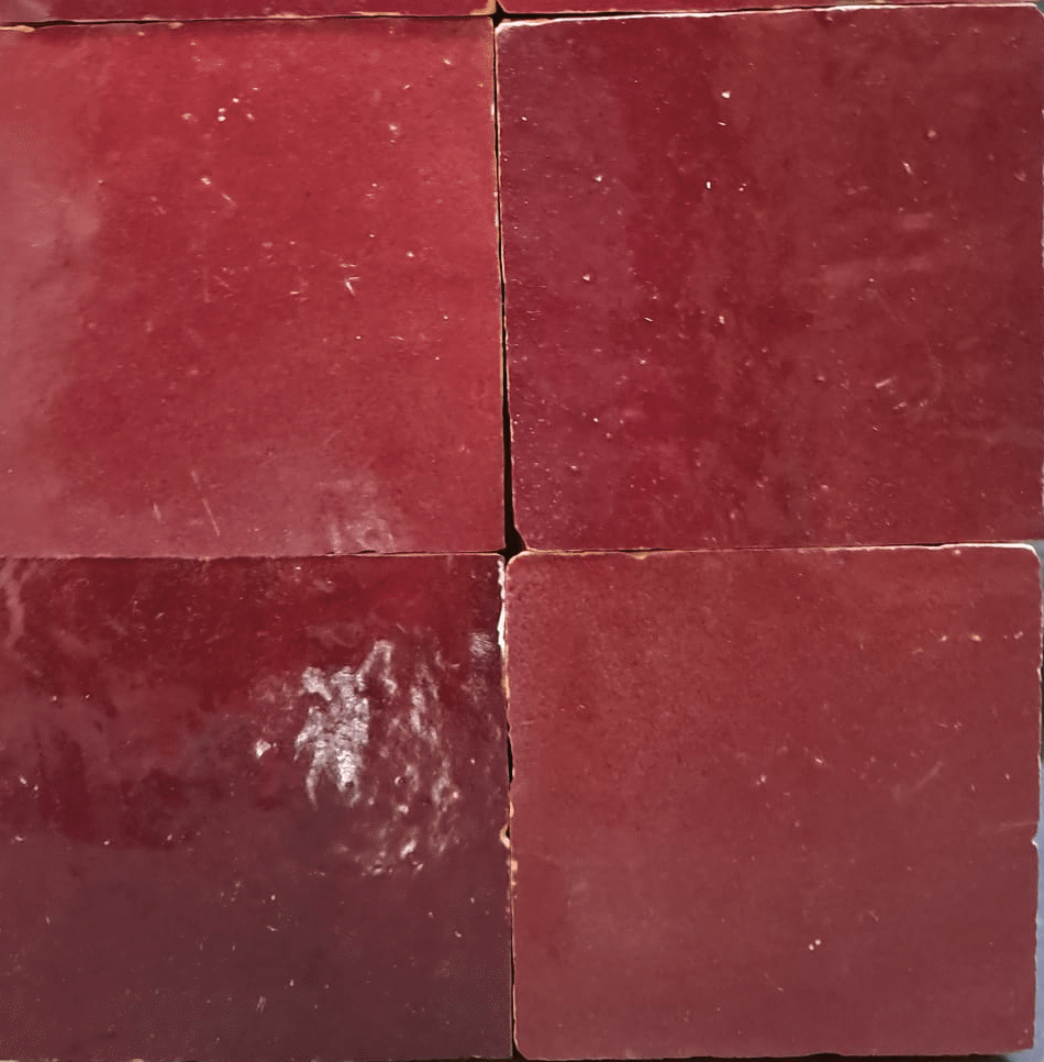 cerise zellige close up 10x10 cm