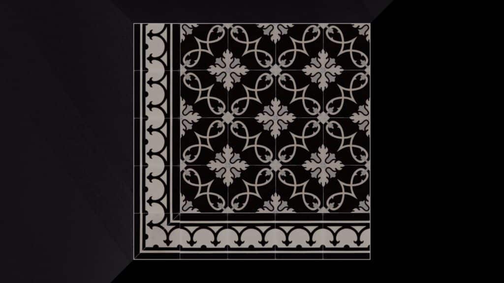 Portugese tegel CURLZ BLACK in combinatie met BORDER 18