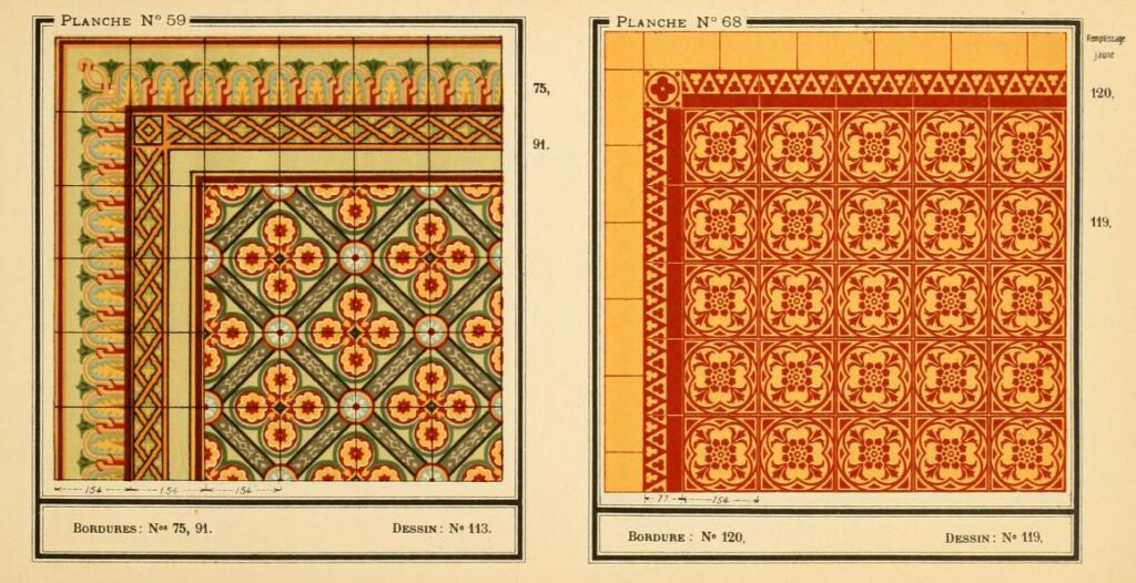 oude catalogus 20e eeuw met tweedehands retrotegels erin.