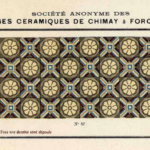 antieke keramische patroontegel van Societe Anonyme des carrelages Ceramiques de Chimay a Forges Lez Chimay